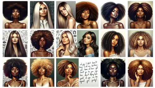 collage of diverse hairstyles with inspirational quotes, perfect for an Instagram post
