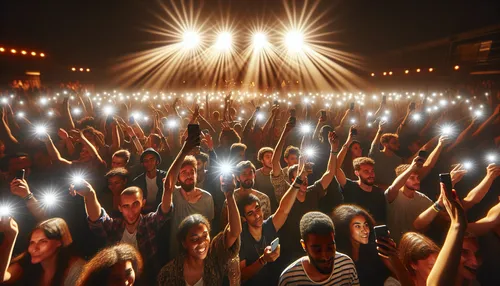 Concert scene with people holding smartphones