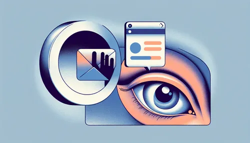 Digital communication privacy concept, with an Instagram message bubble being unsent and a person's eye symbolizing someone trying to see the unsent message