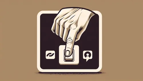 Illustration of a hand turning off a switch superimposed on an Instagram interface, indicating the deactivation of a business account on Instagram 2024.