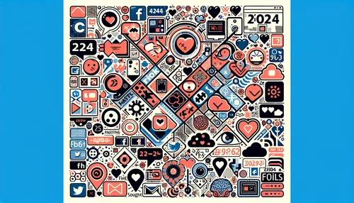 Instagram Slang, Acronyms and Hashtags 2024 - digital collage with modern social media icons and trendy expressions