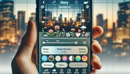 Instagram story editing interface with timer settings