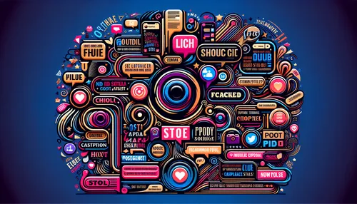 Instagram-themed illustration showcasing a variety of bold and dynamic captions