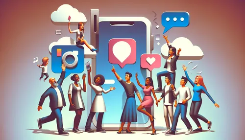 Conceptual illustration of people choosing Instagram over Facebook