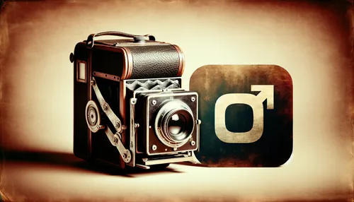 Vintage camera with Instagram icon concept
